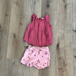 GAP Dusty Pink Ruffled Toddler Top‎ & matching shorts